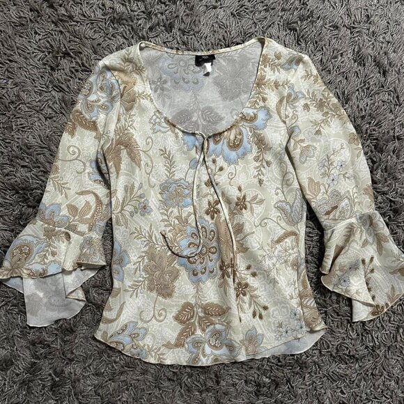 Y2K Fairy Boho Core Semi Sheer Top Size M - Picture 1 of 6